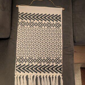 Macrame Woven Wall Hanging.  Black & White